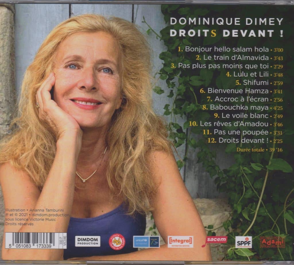 Verso de l'album Dimey chante Dimey de Dominique Dimey