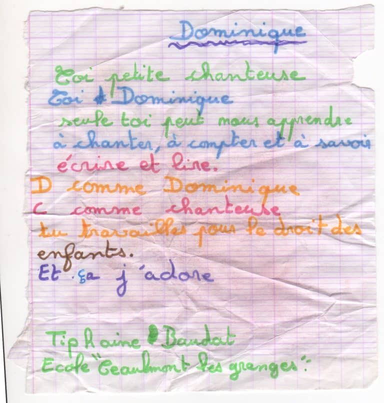 Dominique Dimey Lettre d'enfant