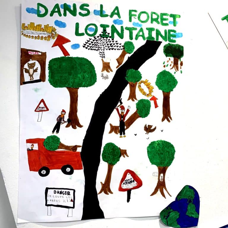 Dessin planète dans la fôret lointaine+